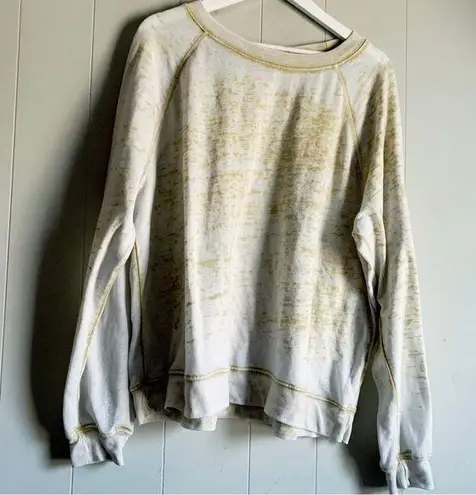 Odd People Apparel Unisex Burnout Raglan Wide Neck Sweatshirt Gold Oversized M White Size M