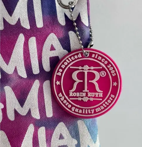 Robin Ruth Miami Pink Blue Canvas Graffiti Crossbody Bag