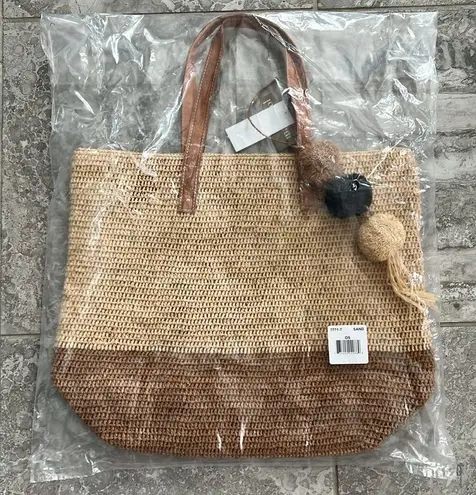 Mar Y Sol Montauk Tote Straw Bag in Sand/ Brown One Size, New w/Tag Tan