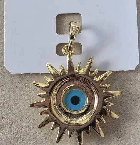 Boutique Gold Filled Charm Pendant Sun with Evil Eye and Pave Crystals