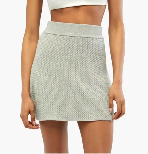 We Wore What NWT Cable Knit Mini Skirt in Light Heather Grey Size XL