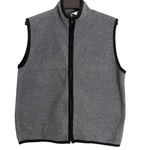 South Mountain Womens Fleece Vest Size L Gray Black Trim Sleeveless Zip Up Front Size L