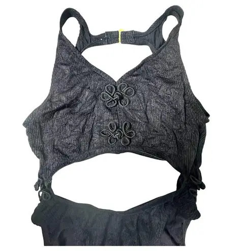 Jantzen Vintage 90s One Piece Monokini Bathing Suit Black Embellished Size 10