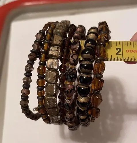 Large Chunky Stretchy Spiral Bracelet Beaded Dark Multi Colors