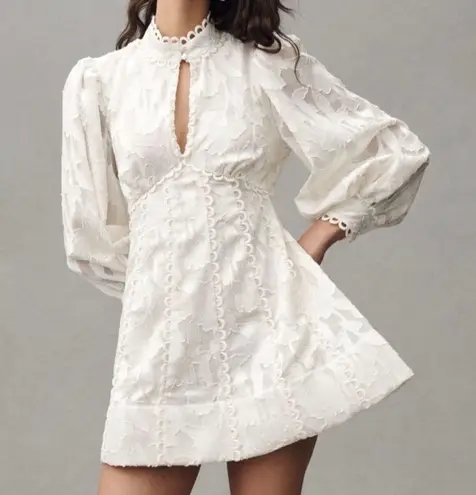 BHLDN NEW Long-Sleeve High-Neck Floral A-Line Mini Dress