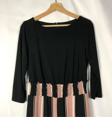 Chetta B Black & Pink Stripe Wide Leg Long Sleeve Jumpsuit XS