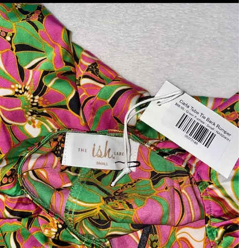 Boutique NWT ISH Strapless Silk Romper size Small