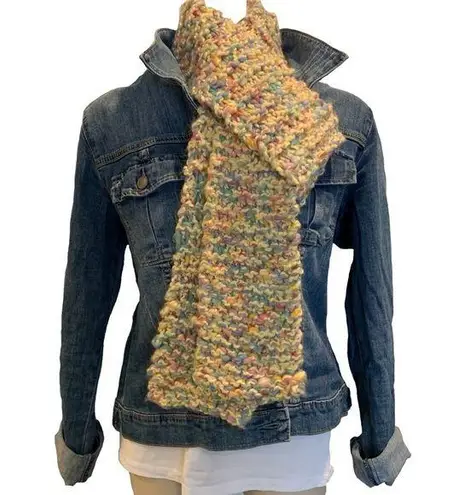 CHUNKY Horizontal Rib Knit Stitch Yellow Scarf