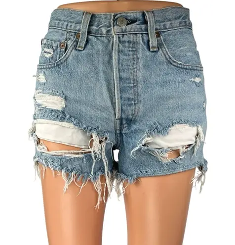 Levi's  501 Women's Blue High Rise Distressed Cut Off Denim Jeans Shorts Size S