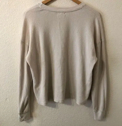 SundryXEvereve Waffle Knit Embroidered Loved Crewneck Top in Off White Sz Medium