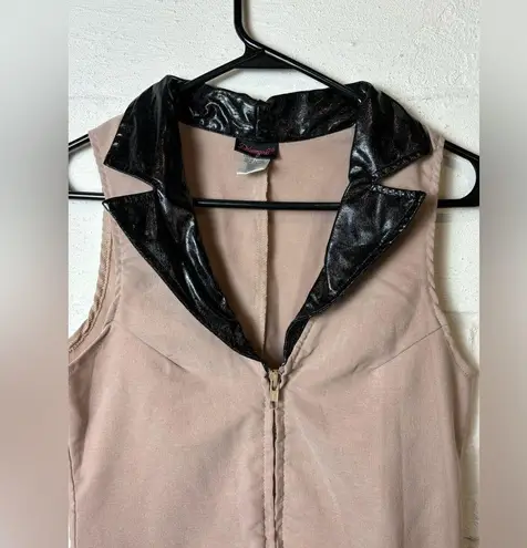 Dreamgirl Vintage Woman’s Beige & Black Y2K Sexy Zip Up Mini Dress Size Medium