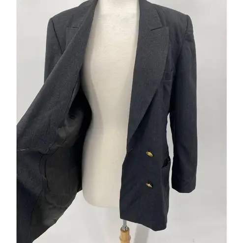 Vintage Talbots Wool Blazer Double Breasted Button Down Pockets Grey Womens 14 Gray