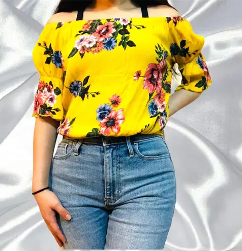 A'Gaci Floral Yellow Crop Top