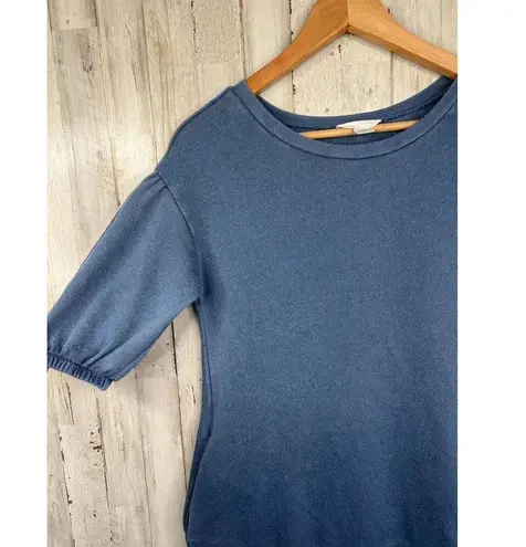 Caslon Casual Blue Dress Short Puff Sleeves Round Neck Size XXS Pockets