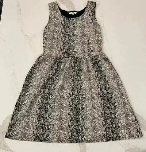 JACK Midi A-Line Snakeskin Tank Dress Sleeveless Round Neck Tan/Black Womens Med