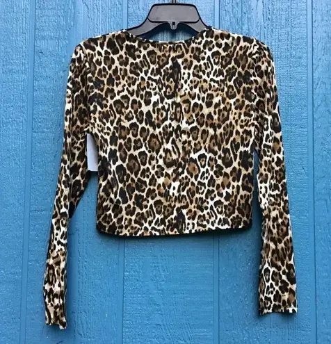 WAYF NWT Crop Leopard Print Long Sleeve Top S