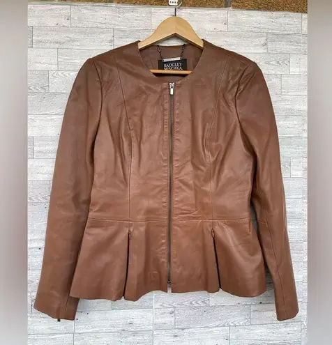 Badgley Mischka
Peplum Leather Jacket in cognac size medium