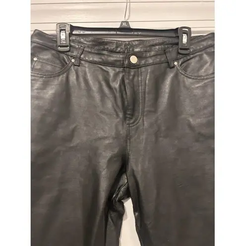 MetroStyle Vintage Black Leather Pants Straight Leg Lined Biker Women’s Size 12