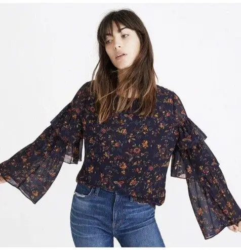 Madewell NWT  ruffle-sleeve top in climbing vine FLORAL item h3077 M - Image 1