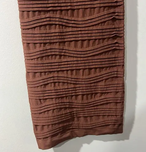 Aura Mini Dress Ribbed Tight Fitted V Neck Brown Size S/M