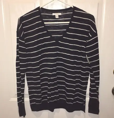 New Women’s Navy/White Liteweight Knit Long Sleeve Stripe Shirt size XS/Small Blue