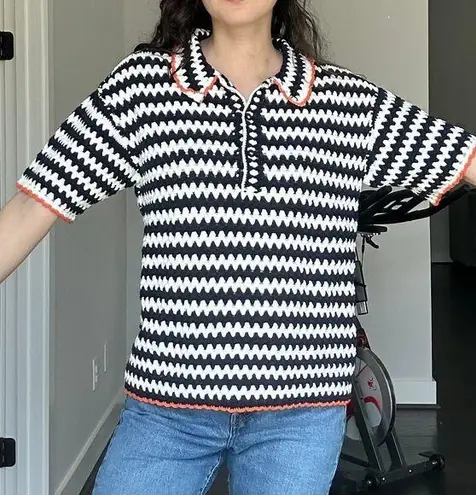 The Upside Voyage Crochet Sagra Shirt Size XXS NWT Blue