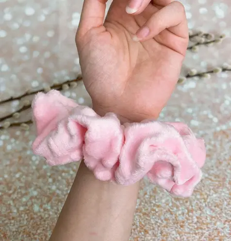 Large Pink Minky Dots Pink Scrunchie Hair tie Hair Accessories