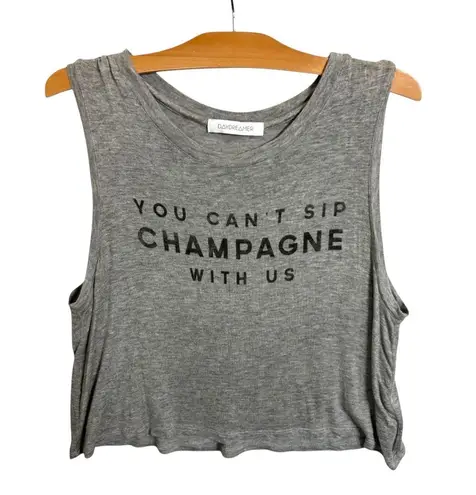Daydreamer Free People Cropped Tank Top Champagne Womens Sz M Grey Cropped Boxy