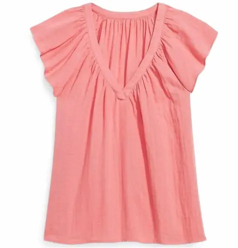 Old Navy  Top Sz 2XL Flutter-Sleeve V-Neck Swing Blouse Crinkle Cotton Feminine