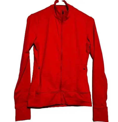 Lole Essential Up Jacket Full Zip Long Sleeve Mock Neck Zipper Pocket Red XS