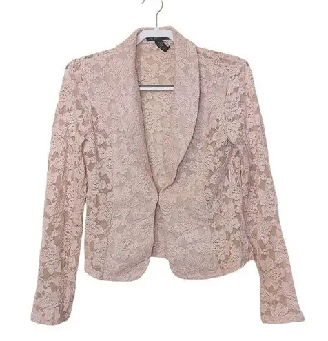 International Concepts INC Size Medium Cotton Nylon Lace Deep V Cut Pink Sheer