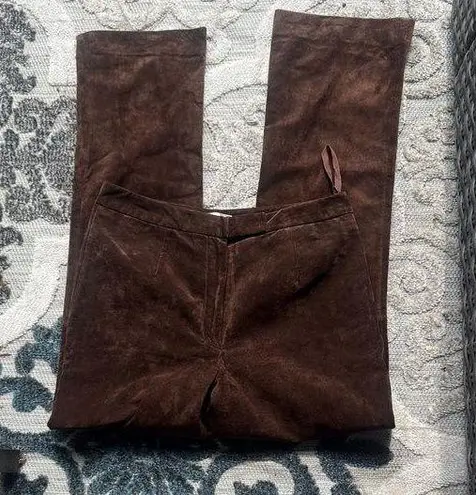 Lord and Taylor 100% leather/suede semi flared pants Brown Size 4P