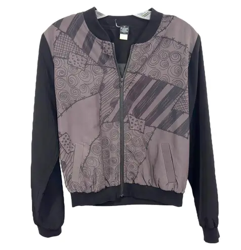 Nightmare Before Christmas Bomber Jacket Medium Halloween Zip Up Black 1676