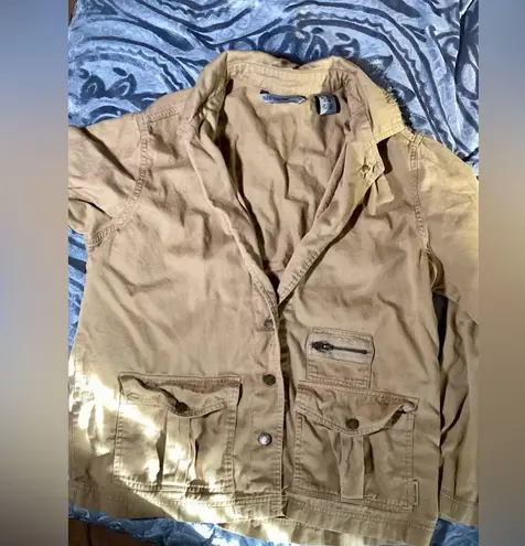 Oleg Cassini Weekend Cargo Style Khaki Jacket Large