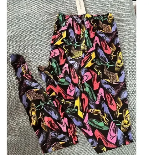 Salvatore Ferragamo Vintage Shoe Print Footed Leggings Runway 1991 Sz Medium