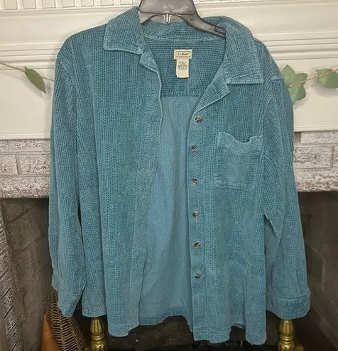 L.L.Bean Vintage  corduroy teal shacket size L shirt jacket 100% cotton