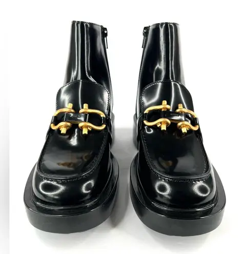 Bottega Veneta Monsieur Horsebit Glossy Black Leather Zip Ankle Boots Size EU 38