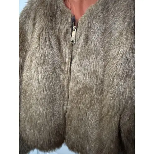 VTG Cropped Faux Fur (?) Jacket Ladies IWGWU Garment Workers Union Winter READ Size M