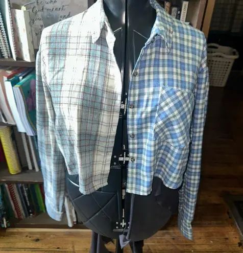 Live 4 Truth mixed blue plaid festival button down crop top