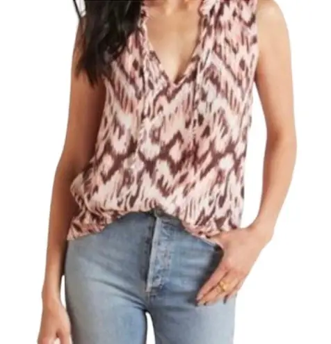 Evereve Pink Brown Printed Blouse Top Lightweight Animal Print M