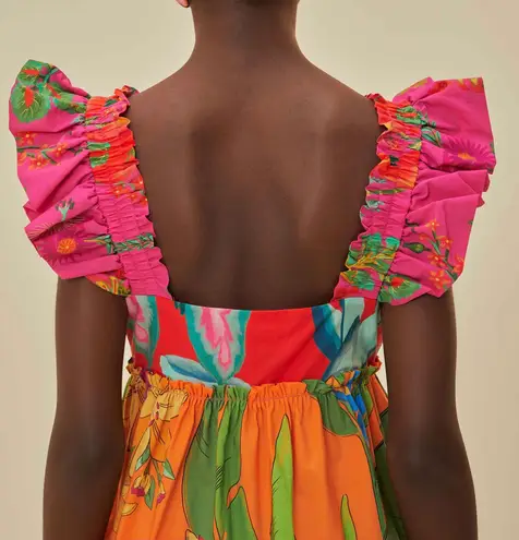 Farm Rio Foliage Mix Cotton Mini Dress, Size XS