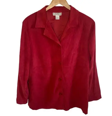 Dress Barn red suede button up long sleeve