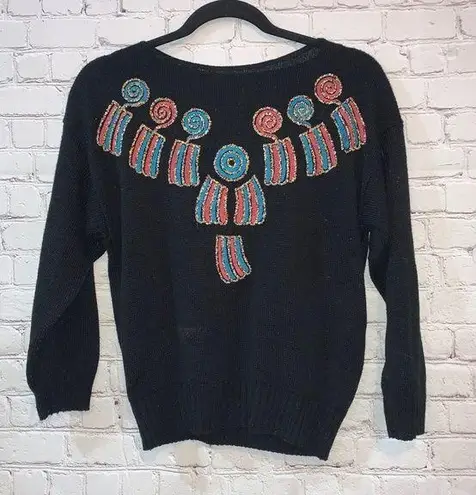 Vintage Aztec Sweater Multicolor Embellishments