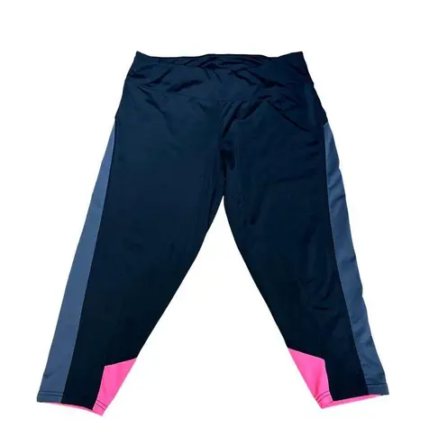 CCC Capri Length Pink Black High Waist Athletic Yoga Pants Size Medium