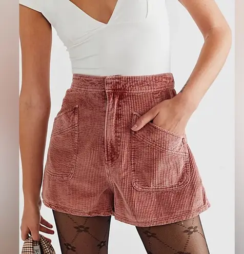 Free People  Love Struck Corduroy Shorts We The Free high rise rust brick mini - Image 1