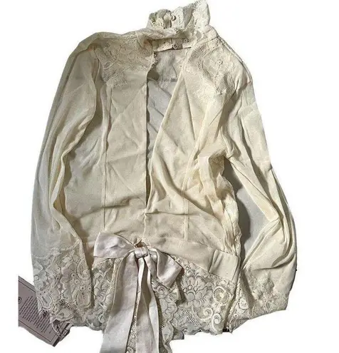 We Are HAH Take Hah Bow Reversible Lacey Bodysuit Cream Pink Women's Size S NWT