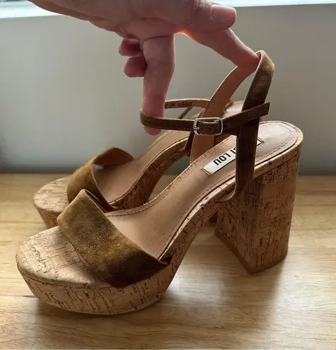 Bibilou Cork and Leather Heels, NWOT Brown Size 37