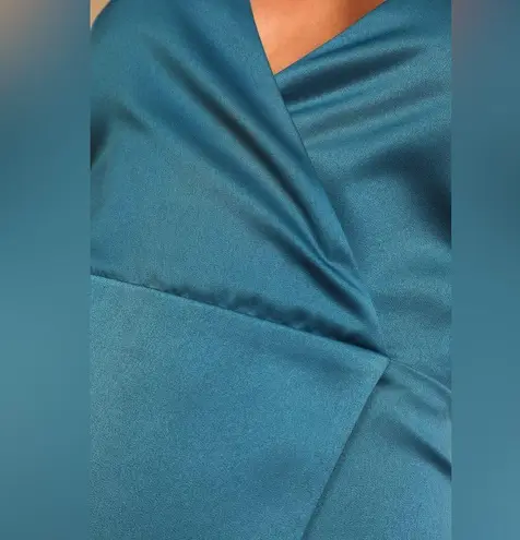 Lulus What a Stunner Dark Teal Blue Asymmetrical Mini Dress Size Large L NWT