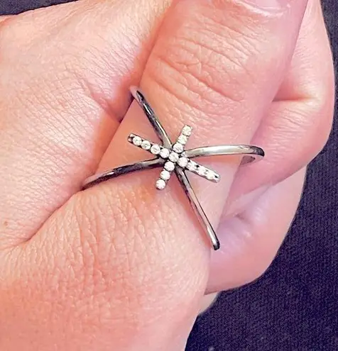 Sterling Silver Double cross ring 925 stamped