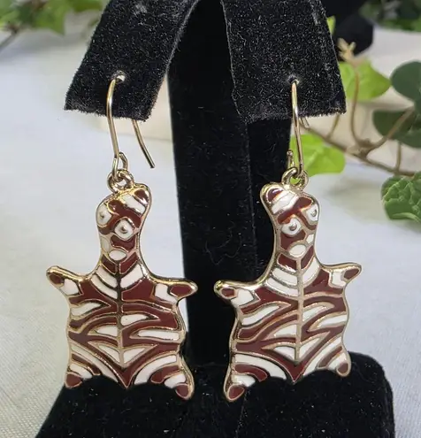 Vintage Brown with White Zebra Print Necklace And Earrings Set